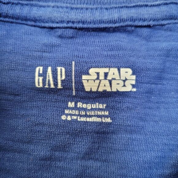 STAR WARS x GAP blue BB-8 front and back graphic long sleeve tee shirt M - Picture 4 of 6